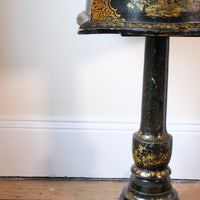Chinoiserie Teapoy table with a serpentine sarcophagus-shaped top