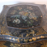 Chinoiserie Teapoy table with a serpentine sarcophagus-shaped top