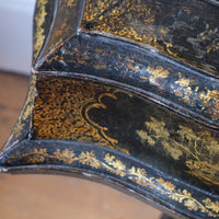 Chinoiserie Teapoy table with a serpentine sarcophagus-shaped top