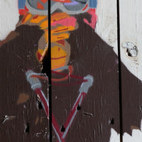 Naïve street stencil artwork Three Wise Monkeys mounted on wood – late 20th century