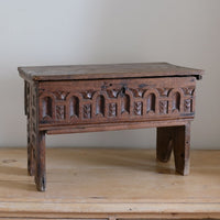 18th century English oak carved Bible box coffer