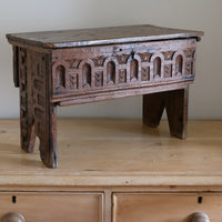 18th century English oak carved Bible box coffer