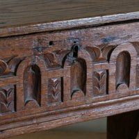 18th century English oak carved Bible box coffer