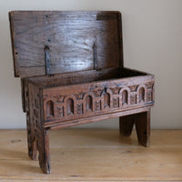 18th century English oak carved Bible box coffer