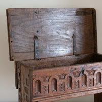 18th century English oak carved Bible box coffer