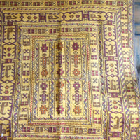 Handwoven Afghan Tribal Suzani Kilim Rug with Embroidered Geometric Patterns in Mustard Yellow and Red