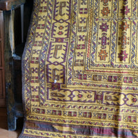 Handwoven Afghan Tribal Suzani Kilim Rug with Embroidered Geometric Patterns in Mustard Yellow and Red