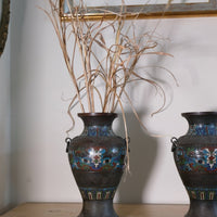 Chinese champleve enamel bronze vase dragon motif