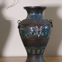 Chinese champleve enamel bronze vase dragon motif