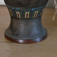 Chinese champleve enamel bronze vase dragon motif