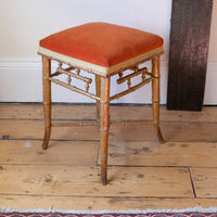Regency giltwood faux bamboo music stool with swept out legs