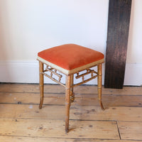 Regency giltwood faux bamboo music stool with swept out legs