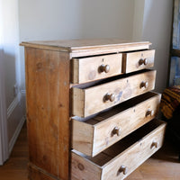 Antique pine chest of graduated drawers