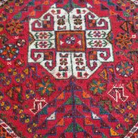 Persian Shiraz Wool Rug – Deep Red Ground with Tribal Motifs