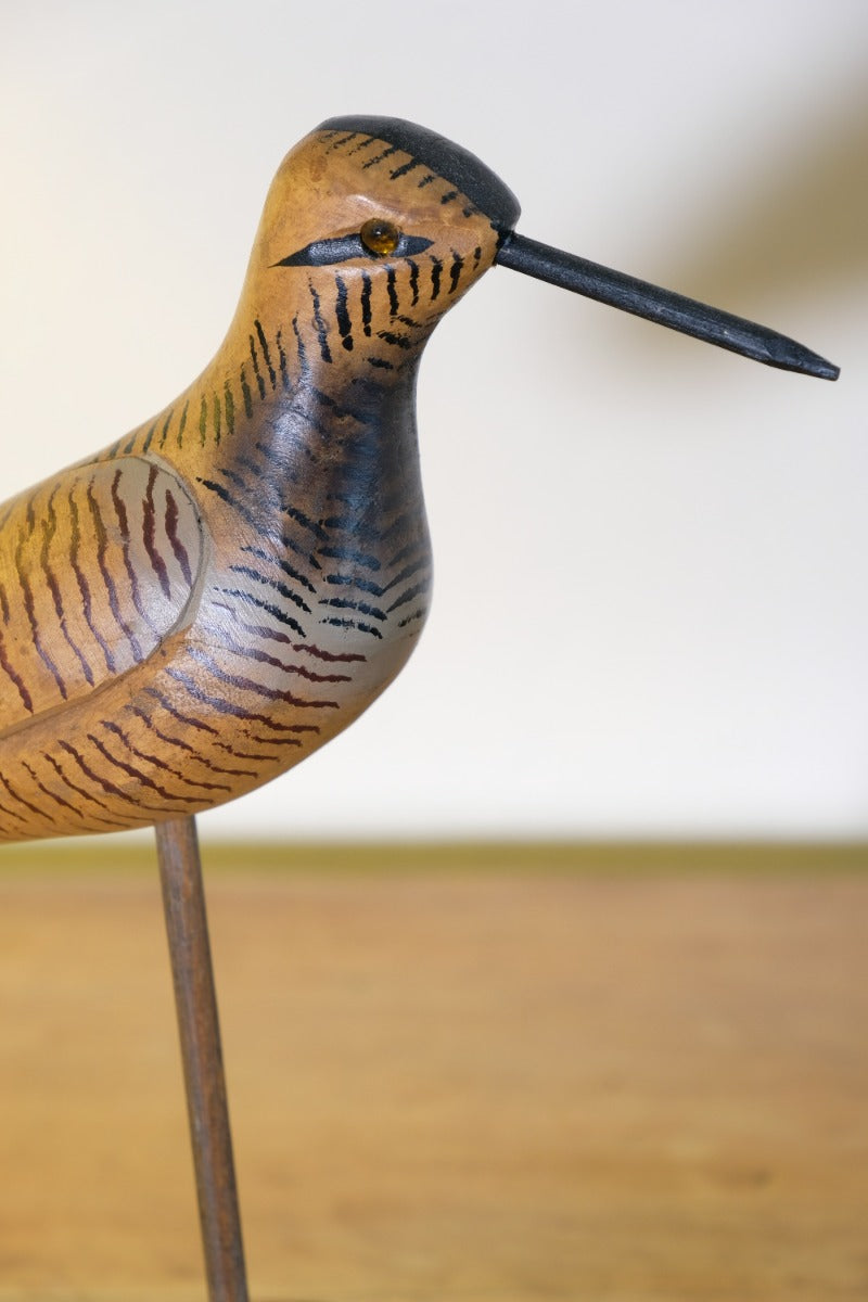 Painted Hand Carved Folk Art Bird One‑of‑a‑Kind Rustic Decor Piece
