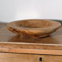 Hand turned burr oak bowl with shallow profile