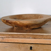 Hand turned burr oak bowl with shallow profile