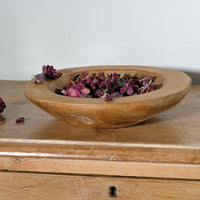 Hand turned burr oak bowl with shallow profile