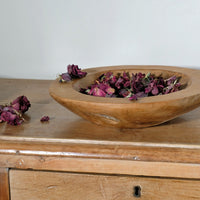 Hand turned burr oak bowl with shallow profile