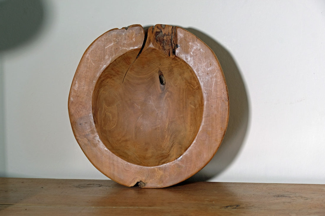 Burr Oak Turned Treen Shallow Bowl - Root to Bowl Handmade Art