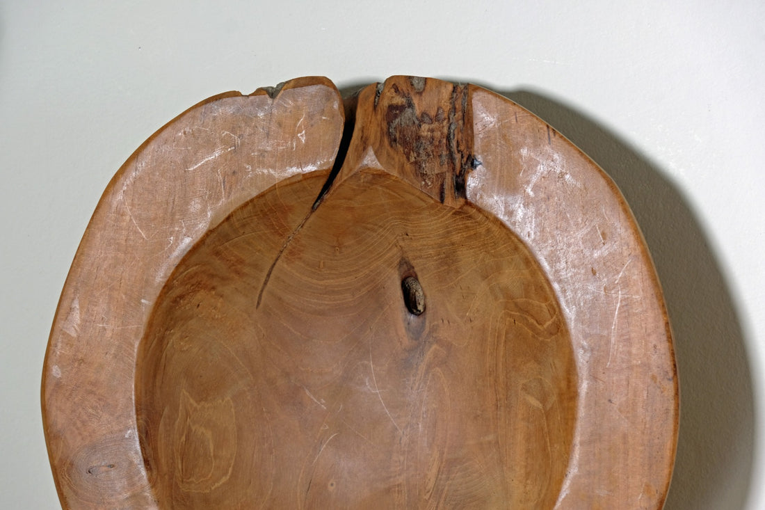 Burr Oak Turned Treen Shallow Bowl - Root to Bowl Handmade Art