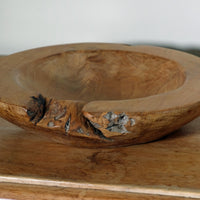Burr Oak Turned Treen Shallow Bowl (Root to Bowl Handmade Art)