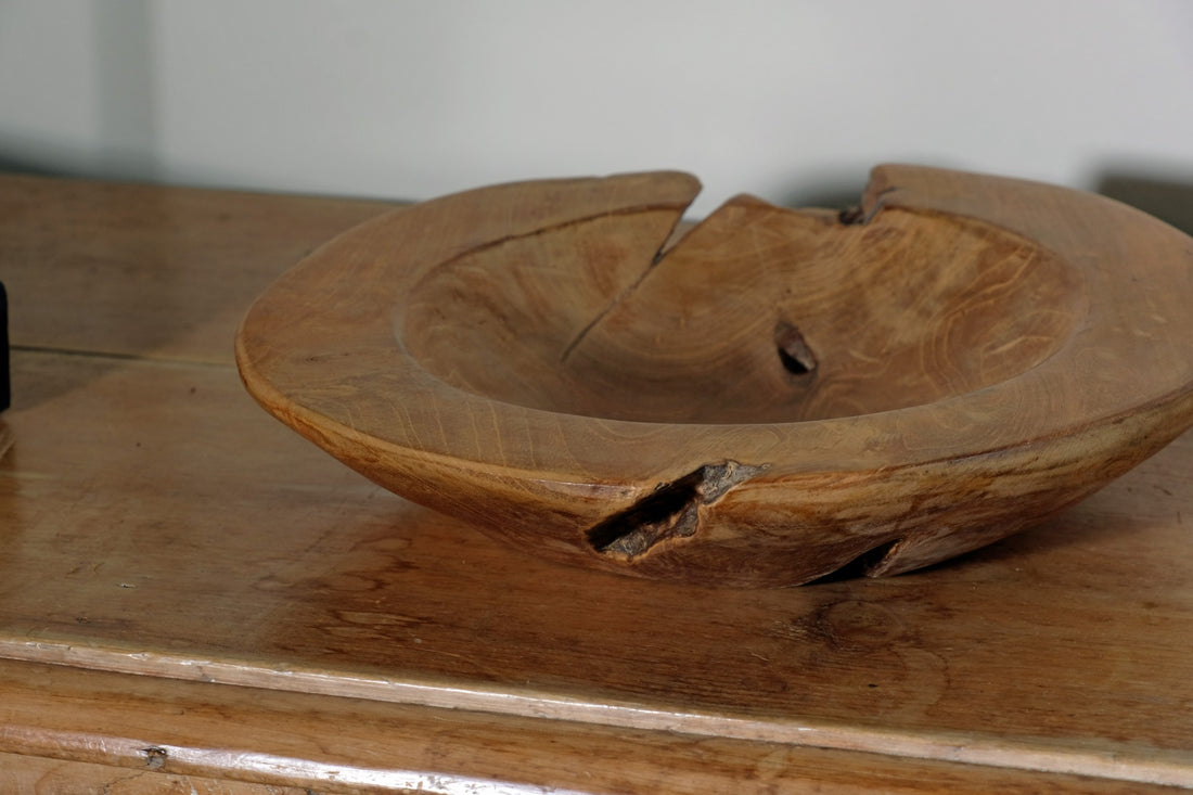 Burr Oak Turned Treen Shallow Bowl - Root to Bowl Handmade Art