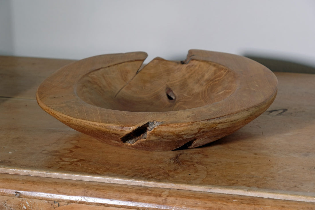 Burr Oak Turned Treen Shallow Bowl - Root to Bowl Handmade Art