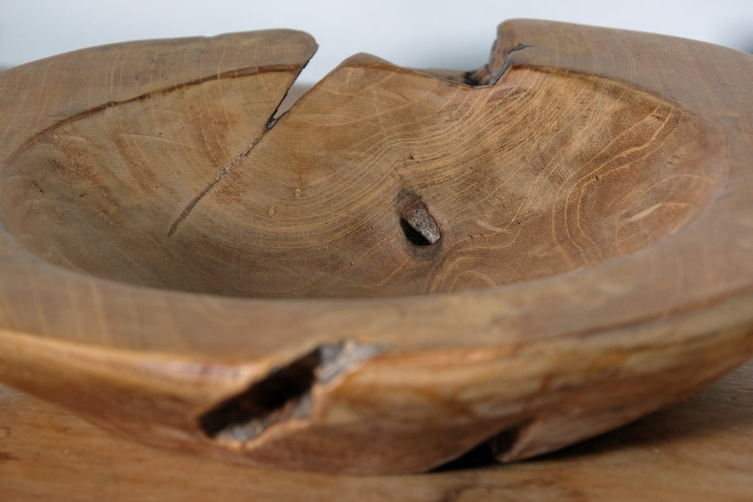 Burr Oak Turned Treen Shallow Bowl - Root to Bowl Handmade Art