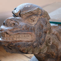 Foo Dogs carved polychrome table - Chinese guardian lion coffee table
