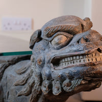 Foo Dogs carved polychrome table - Chinese guardian lion coffee table