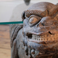 Foo Dogs carved polychrome table - Chinese guardian lion coffee table