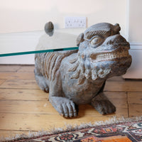 Foo Dogs carved polychrome table - Chinese guardian lion coffee table