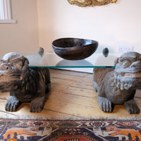 Foo Dogs carved polychrome table - Chinese guardian lion coffee table