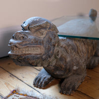 Foo Dogs carved polychrome table - Chinese guardian lion coffee table
