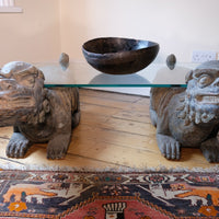 Foo Dogs carved polychrome table - Chinese guardian lion coffee table