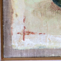 A Trio Of Fruits by F Ferron half finished painting triptych on open weave linen canvas