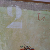 A Trio Of Fruits by F Ferron half finished painting triptych on open weave linen canvas