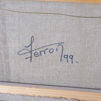 A Trio Of Fruits by F Ferron half finished painting triptych on open weave linen canvas