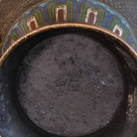 Chinese champleve enamel bronze vase dragon motif