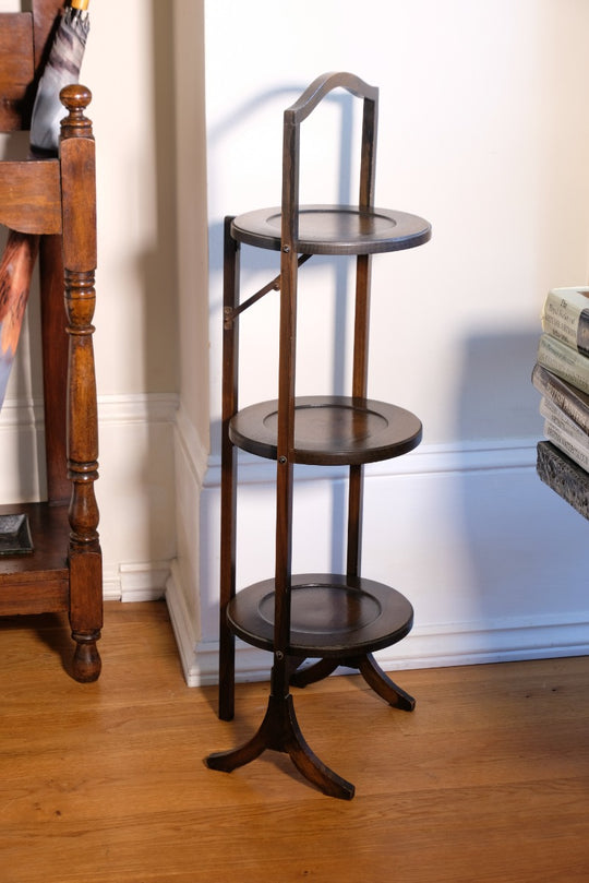 Edwardian Oak Three Tier Folding Cake Plant Stand