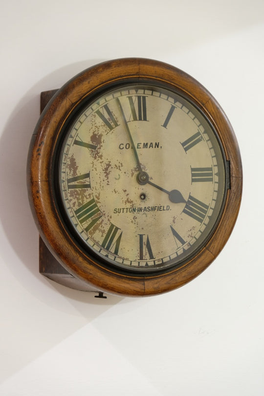 19th Century Single Fusee Wall Clock In Oak