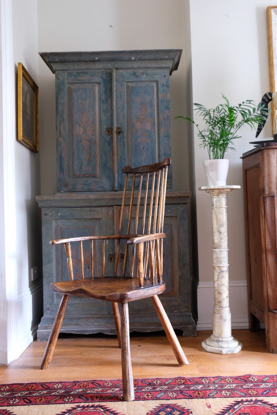 19th Century Ash & Elm Comb Back Windsor Chair