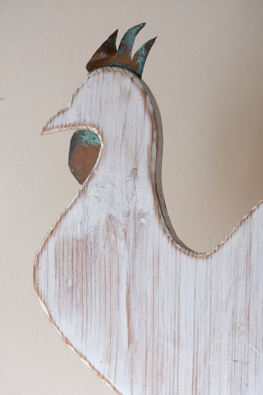 Martin Scorey Primitive Folk Art Cockerel Sculpture | Driftwood & Verdigris Copper