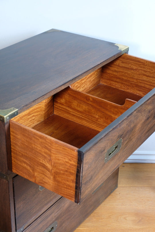 Mid Century Campaign Style Mahogany Chest of Drawers