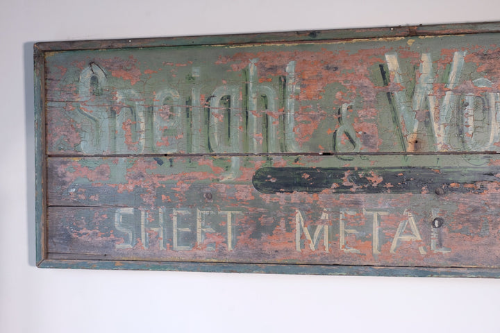 Authentic 1950s Mid-Century Advertising Sign with Distressed Patina