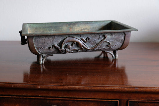 antique Japanese bronze Suiban or Bonsai display vessel,
