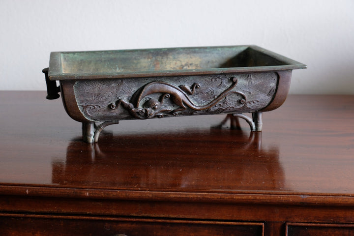 antique Japanese bronze Suiban or Bonsai display vessel,