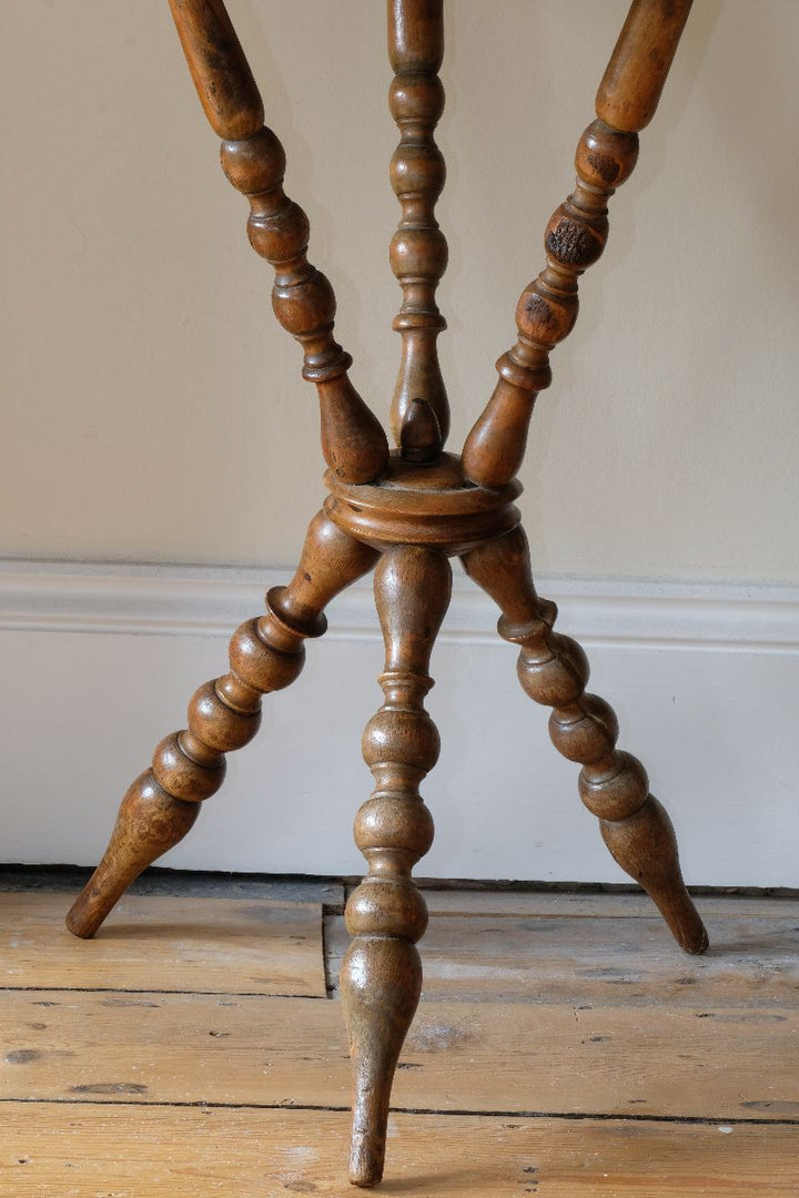 Antique Gypsy Table With Bobbin Legs Circa 1900