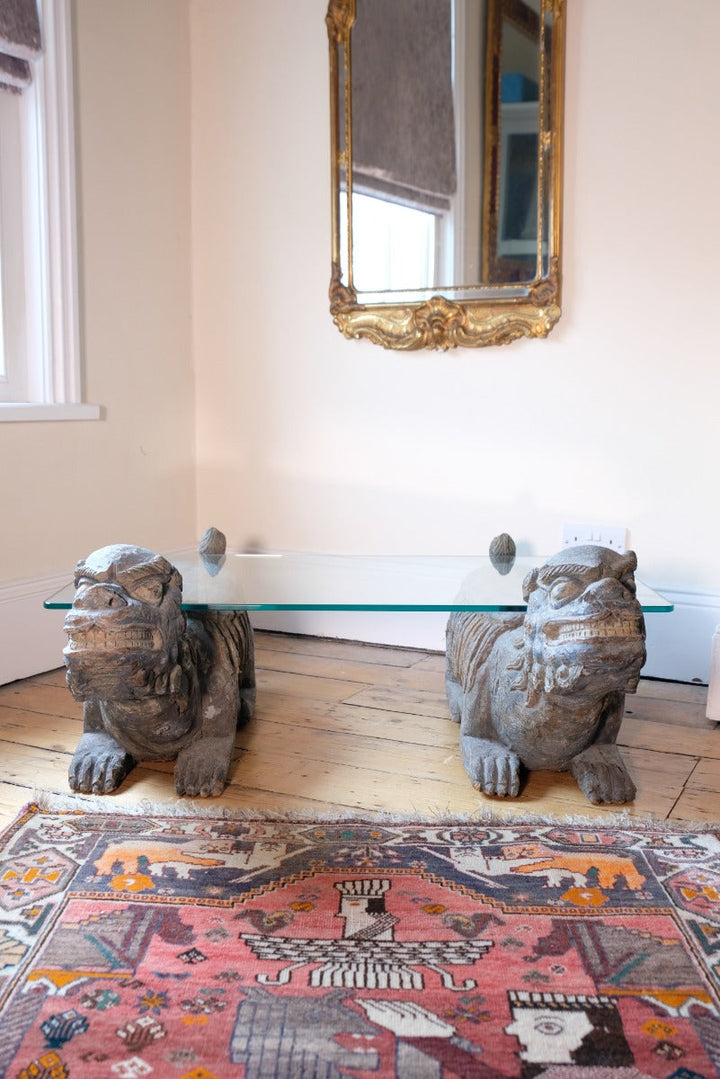 Sculptural Foo Dogs Coffee Table – Antique Chinese Guardians